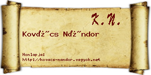 Kovács Nándor névjegykártya